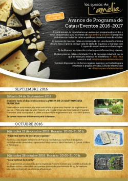 Conozca nuestro Avance de Programa de Catas/Eventos 2016-2017