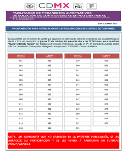 NOTA: LOS ASPIRANTES QUE NO APARECEN EN LA PRESENTE