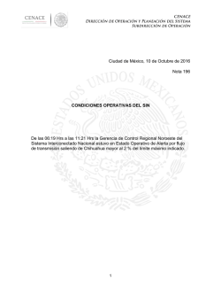 Ciudad de M&eacute;xico, 10 de Octubre de 2016 Nota 196 CONDICIONES