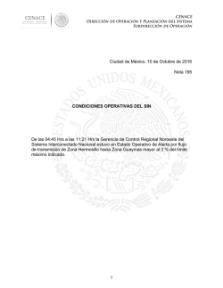 Ciudad de M&eacute;xico, 10 de Octubre de 2016 Nota 195 CONDICIONES