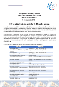 HCU aprob&oacute; el redise&ntilde;o curricular de diferentes carreras