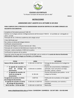 COLEGIO LOS PORTALES INSTRUCCIONES ADMISIONES 2017
