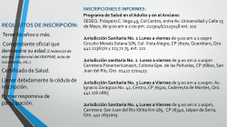 REQUISITOS DE INSCRIPCI&Oacute;N: Tener 60 a&ntilde;os o m&aacute;s