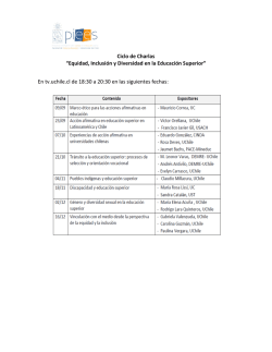 Ciclo de Charlas &ldquo;Equidad, Inclusi&oacute;n y Diversidad en la Educaci&oacute;n