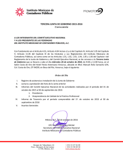 TERCERA JUNTA DE GOBIERNO 2015-2016 Convocatoria