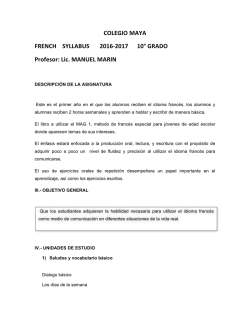 COLEGIO MAYA FRENCH SYLLABUS 2016