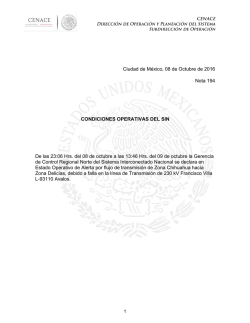 Ciudad de M&eacute;xico, 08 de Octubre de 2016 Nota 194 CONDICIONES