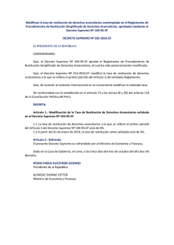 Modifican la tasa de restituci&oacute;n de derechos arancelarios