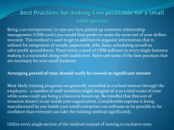 Best Practices for making Crm profitable for a small enterprises