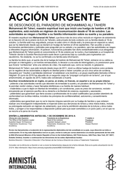 Ir&aacute;n: SE DESCONOCE EL PARADERO DE MOHAMMAD ALI TAHERI