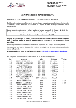 XXVII Milla Escolar de Alcobendas 2016