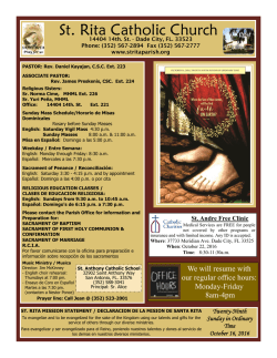 WEEK OF October 16, 2016 - St. Rita Catholic Church
