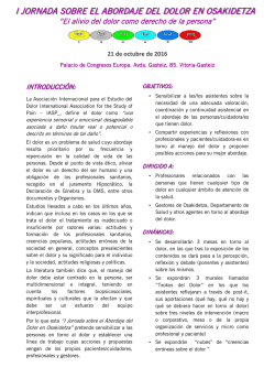 I JORNADA SOBRE EL ABORDAJE DEL DOLOR EN OSAKIDETZA