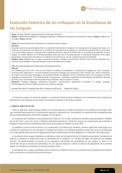 Evoluci&oacute;n hist&oacute;rica de los enfoques en la Ense&ntilde;anza de las Lenguas