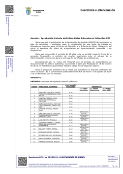 N.&ordm; 321 RESOLUCION DEFINITIVA BOLSA TRABAJO CAI