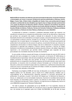 1 RESOLUCI&Oacute;N de 4 de febrero de 2016 de la Secretar&iacute;a de Estado