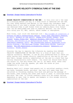 Escape Velocity Cyberculture At The End