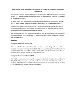 No se exigir&aacute;n grados de Maestr&iacute;a y de Doctorado en procesos de