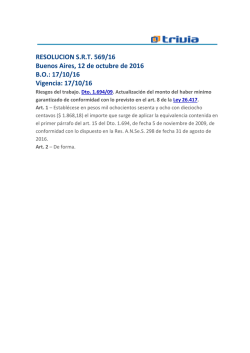RESOLUCION S.R.T. 569/16 Buenos Aires, 12 de octubre de 2016