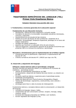 Trastornos Espec&iacute;ficos del Lenguaje primer ciclo