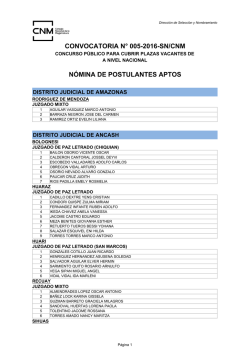 convocatoria n&deg; 005-2016-sn/cnm n&oacute;mina de postulantes aptos