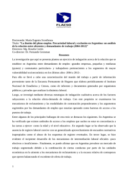 Doctoranda: Mar&iacute;a Eugenia Sconfienza T&iacute;tulo: &ldquo;La ilusi&oacute;n del pleno