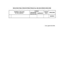 RESULTADO FINAL CONVOCATORIA P&Uacute;BLICA No. 004