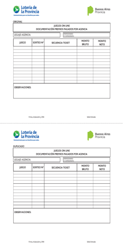 juegos on line documentaci&oacute;n premios pagados por agencia legajo