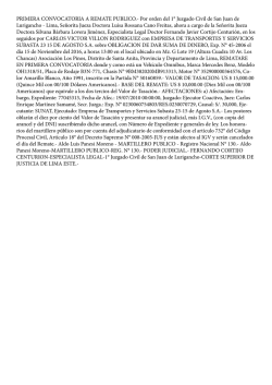 PRIMERA CONVOCATORIA A REMATE PUBLICO