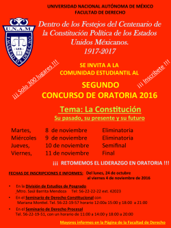 SEGUNDO CONCURSO DE ORATORIA 2016 Tema: La Cons tuci&oacute;n