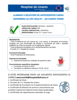 (o) uci &ndash; turno - Hospital de Linares
