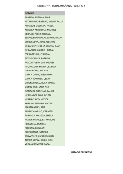 Grupos PRIMERO curso 2016-17