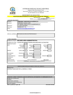 NOMBRE DEL PUESTO: BECARIO AREA ADMINISTRATIVA