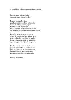 A Magdalena Salamanca en su 43 cumplea&ntilde;os Un esperanza