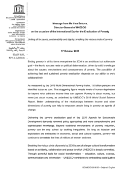 Message from Ms Irina Bokova, Director-General of