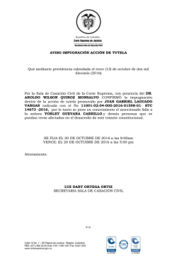 AVISO IMPUGNACI&Oacute;N ACCI&Oacute;N DE TUTELA Que mediante