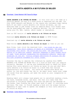 Carta Abierta A Mi Futura Ex Mujer