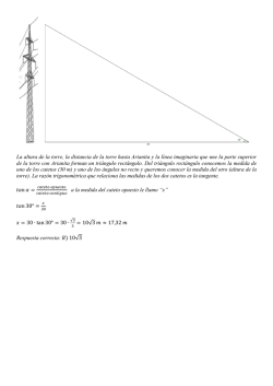 La altura de la torre, la distancia de la torre hasta Arianita y la l&iacute;nea