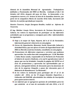 S&iacute;ntesis de la Asamblea Mensual de Agremiados Trabajadores