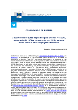 2 500 millones de euros disponibles para Erasmus + en