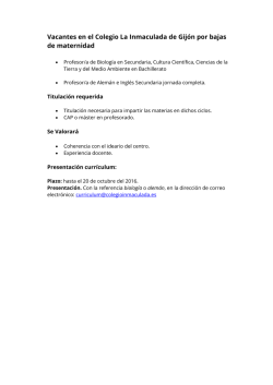 Vacantes en el Colegio La Inmaculada de Gij&oacute;n por bajas de