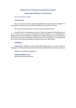 Designan Asesor II del Despacho Viceministerial de Hacienda