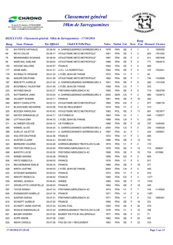 Classement f&eacute;minin - CAN Sarreguemines