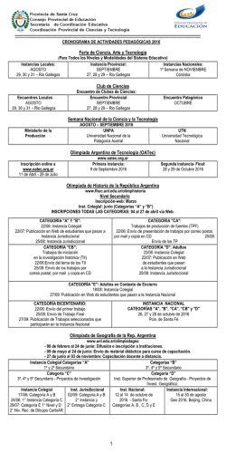 Cronograma de Actividades Pedag&oacute;gico 2016