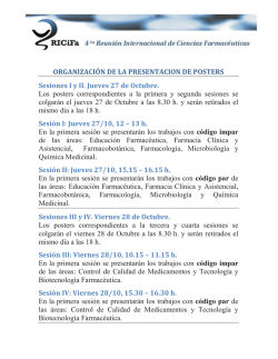 CRONOGRAMA PARA PRESENTACION DE POSTERS Jueves 27
