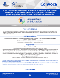 Convocatoria Lic. Educaci&oacute;n SJR