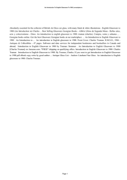 Victoria and Albert Museum An Introduction To English Glassware