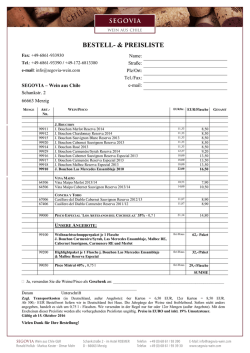 preisliste - Segovia-Wein