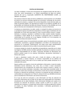 Pol&iacute;tica de Privacidad