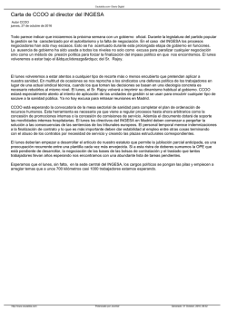 Carta de CCOO al director del INGESA